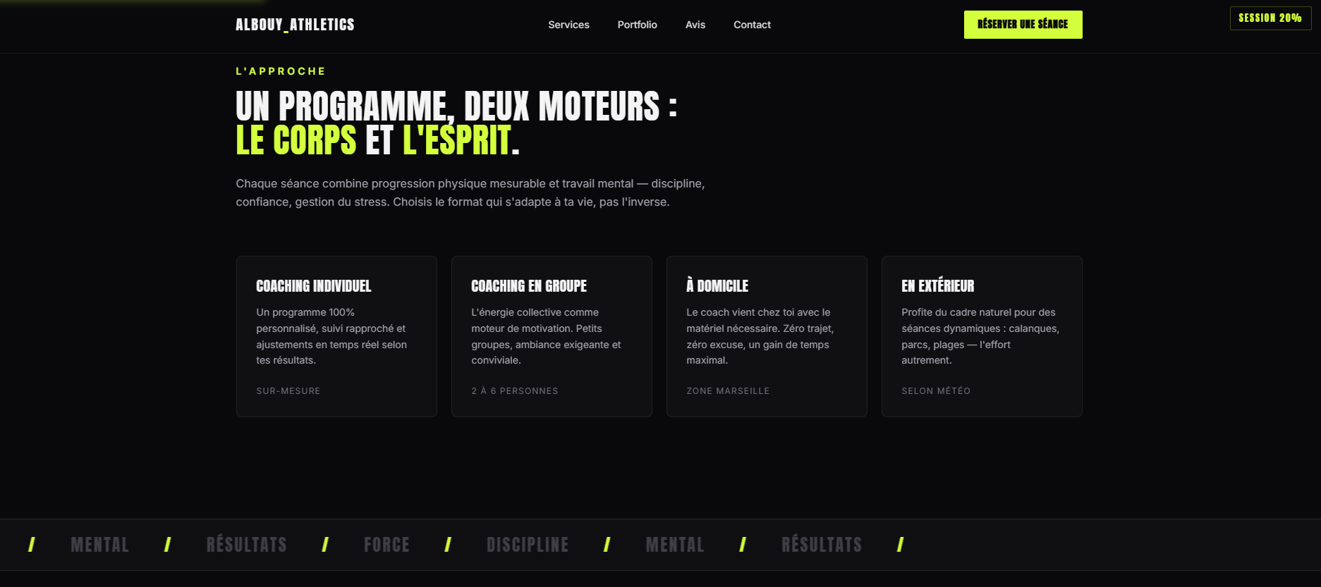 Section approche coaching du site Albouy Athletics
