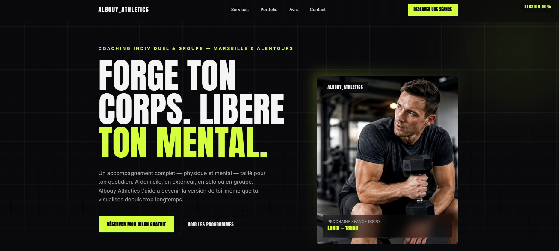 Page d'accueil du site Albouy Athletics